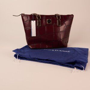 Dooney & Bourke Small Wren Zip Tote  Croc - Bordeaux - NWT